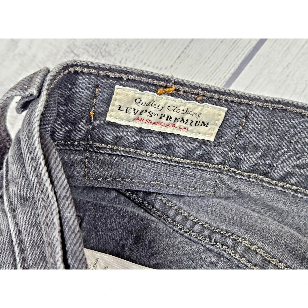 Levi's 501 Skinny Premium Jeans Womens 29x28 Black Distressed Mom Denim Pants
